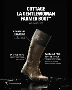 Botte de pluie COTTAGE à l'esprit country-club anglais et aux détails équestres - Kaki