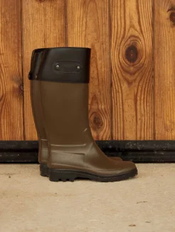Botte de pluie COTTAGE à l'esprit country-club anglais et aux détails équestres - Kaki