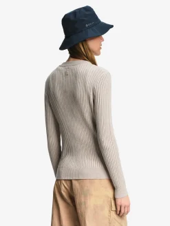 Cardigan côtelé en coton et laine - Beige