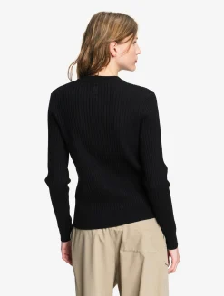 Cardigan côtelé en coton et laine - Noir