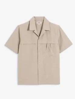 Chemise à manches courtes anti-UV avec poches - Beige