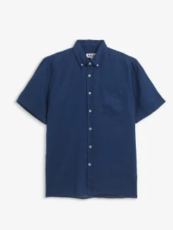 Chemise manches courtes en lin - Bleu