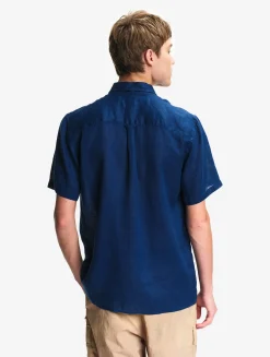 Chemise manches courtes en lin - Bleu