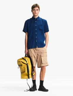Chemise manches courtes en lin - Bleu