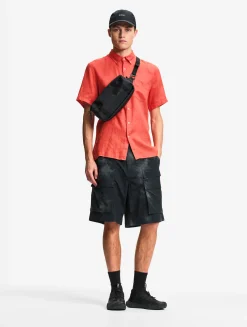Chemise manches courtes en lin - Rouge