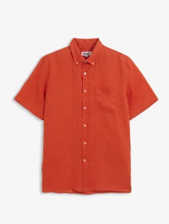 Chemise manches courtes en lin - Rouge