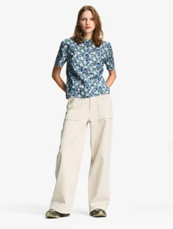 Chemise à manches courtes en voile de coton Liberty - Bleu