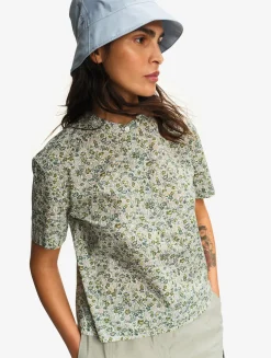 Chemise à manches courtes en voile de coton Liberty - Vert