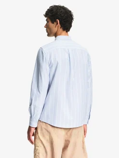Chemise oxford rayée DRY FAST TEXTILE® avec logo sur la poitrine - Bleu