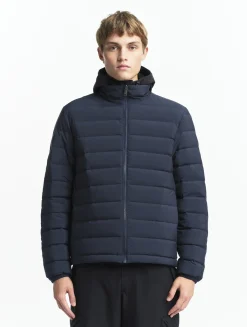 Doudoune courte T-KIT déperlante avec matelassage en duvets et plumes - Bleu