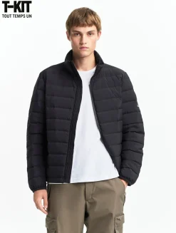 Doudoune courte T-KIT déperlante avec matelassage en duvets et plumes - Noir