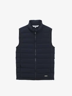 Doudoune courte T-KIT sans manche déperlante avec matelassage en duvets et plumes - Bleu