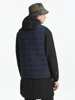 Doudoune courte T-KIT sans manche déperlante avec matelassage en duvets et plumes - Bleu