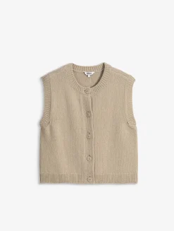 Gilet sans manches en laine mélangée - Beige