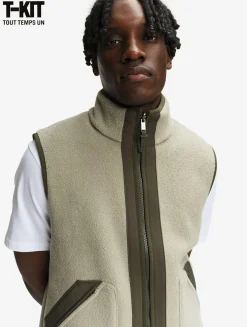 Gilet sherpa réversible T-KIT - Kaki