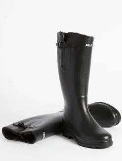 La botte de pluie boyfriend fourrée, fabriquée en France - Noir