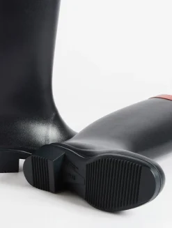 La botte de pluie haute à talon, aux détails équestres - Bleu
