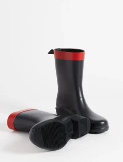 La botte de pluie à talon, aux détails équestres - Bleu
