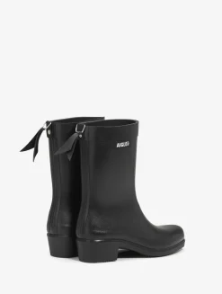 La botte de pluie à talon, aux détails équestres - Noir