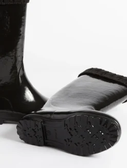 La botte de pluie vernie, en version fourrée - Noir