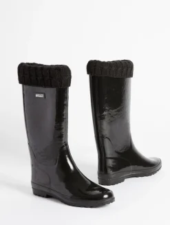 La botte de pluie vernie, en version fourrée - Noir