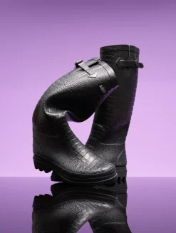 La botte ultra-mode revisitée façon croco - Noir