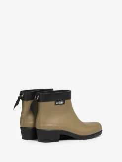 Le bottillon de pluie à talon, aux détails équestres - Beige