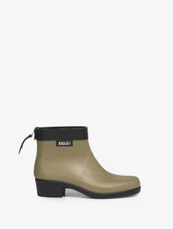 Le bottillon de pluie à talon, aux détails équestres - Beige