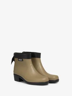 Le bottillon de pluie à talon, aux détails équestres - Beige