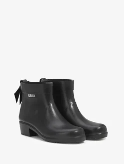Le bottillon de pluie à talon, aux détails équestres - Noir