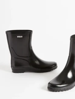 Le bottillon de pluie verni - Noir
