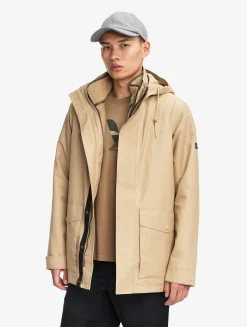 Manteau court en coton de twill à capuche amovible MTD T-KIT - Beige