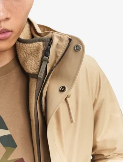 Manteau court en coton de twill à capuche amovible MTD T-KIT - Beige