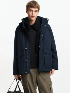 Manteau court en coton de twill à capuche amovible MTD T-KIT - Bleu