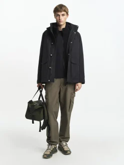 Manteau court en coton de twill à capuche amovible MTD T-KIT - Noir