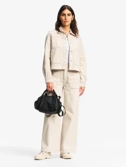 Pantalon marin en sergé léger avec taille réglable - Beige