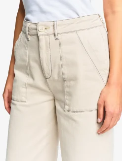 Pantalon marin en sergé léger avec taille réglable - Beige