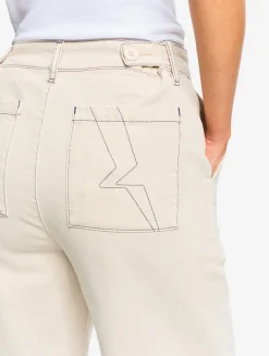 Pantalon marin en sergé léger avec taille réglable - Beige