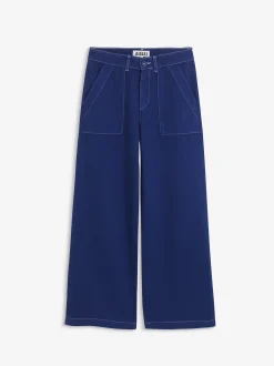 Pantalon marin en sergé léger avec taille réglable - Bleu