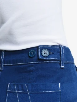 Pantalon marin en sergé léger avec taille réglable - Bleu