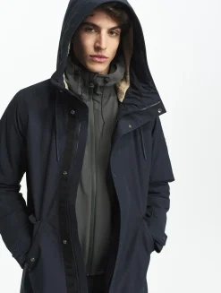 Parka fishtail GORE-TEX® matelassée avec capuche doublée sherpa - Bleu