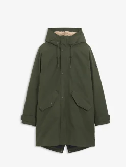 Parka fishtail GORE-TEX® matelassée avec capuche doublée sherpa - Kaki
