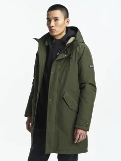 Parka fishtail GORE-TEX® matelassée avec capuche doublée sherpa - Kaki