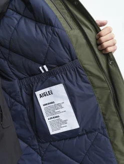 Parka fishtail GORE-TEX® matelassée avec capuche doublée sherpa - Kaki