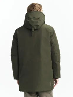 Parka longue GORE-TEX® à capuche avec matelassage en duvets et plumes - Kaki
