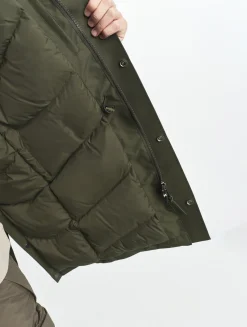 Parka longue GORE-TEX® à capuche avec matelassage en duvets et plumes - Kaki