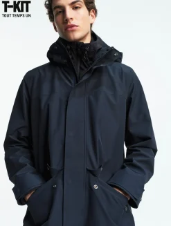 Parka longue GORE-TEX® T-KIT avec capuche - Bleu
