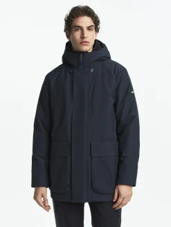 Parka longue matelassée à capuche en GORE-TEX® - Bleu