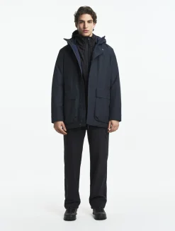 Parka longue matelassée à capuche en GORE-TEX® - Bleu