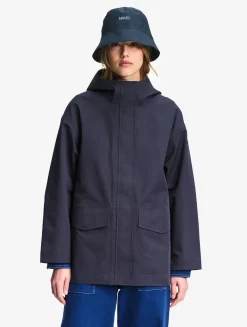 Parka MTD® 3 couches toucher coton courte et évasée - Bleu